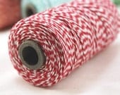 BRIGHT & BOLD Red and White Twisted Bakers Twine String for crafting, gift wrapping, packaging, invitations - 240 yards