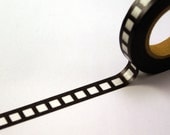 Skinny Film Strip Reel on BLACK Washi Masking Tape-16.5 YARDS