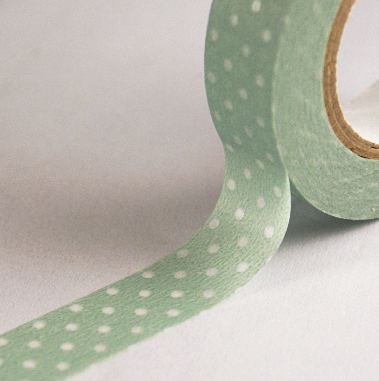 Soft Light Green with Clear Dots Washi Paper Masking Tape-16.5 YARDS - kawaiigoodies