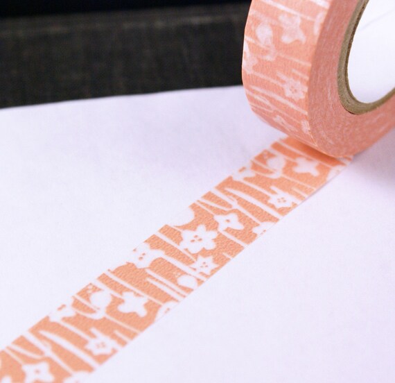 JAPANESE BLOOMS in spring peach pink Washi Paper Masking Tapes-16.5 yards