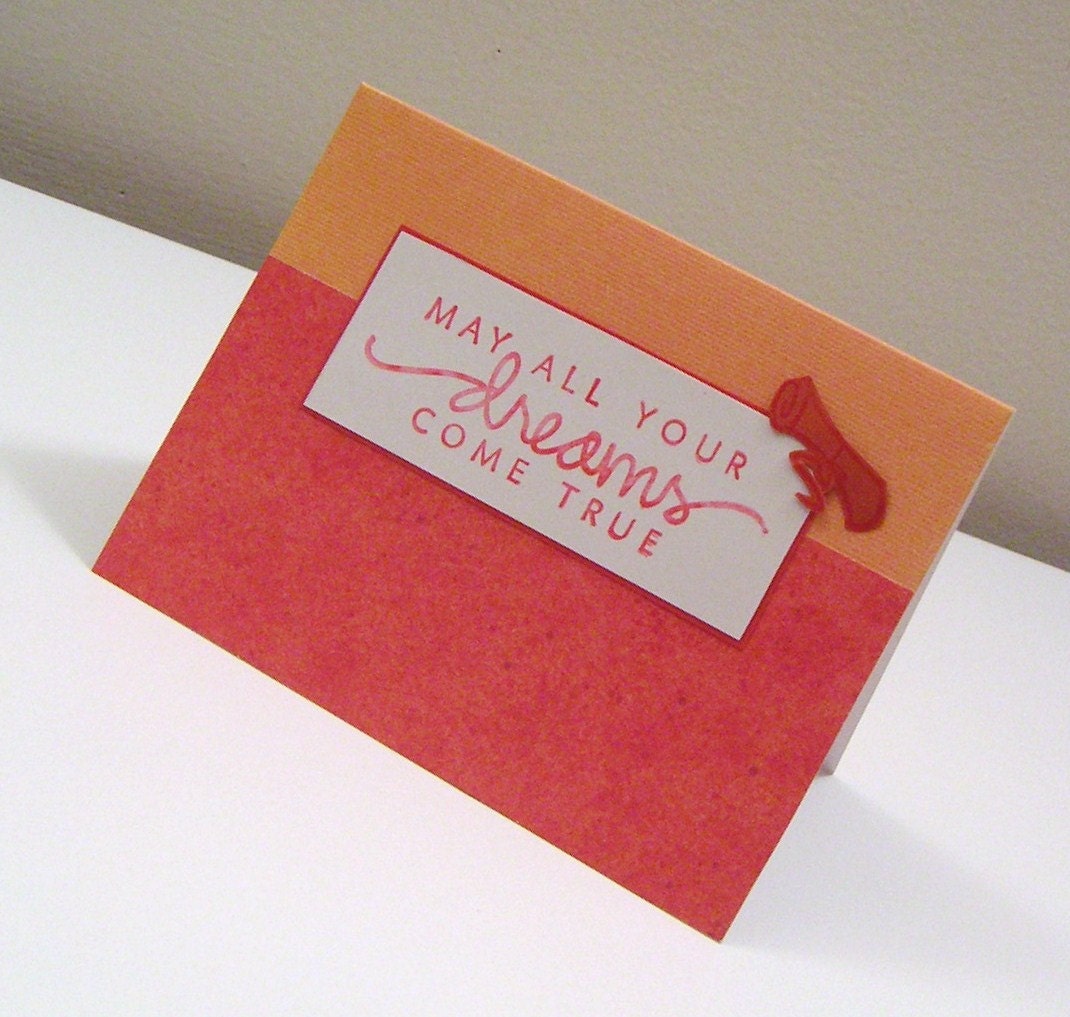 Graduation Card - Red and Orange with Diploma - May All Your Dreams Come True