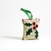 Sparkly Holly Christmas Ornament. Holiday Decor. Punch Needle Embroidery. Red, Green, Cream. Maine Balsam Fir and Eucalyptus Sachet.