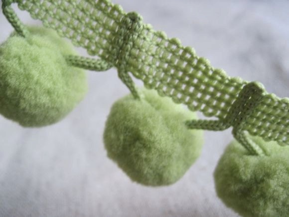 epic JUMBO pom pom ball fringe in Asparagus GREEN