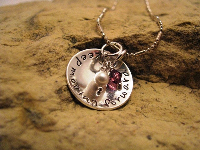 keep moving forward - domed silver charm