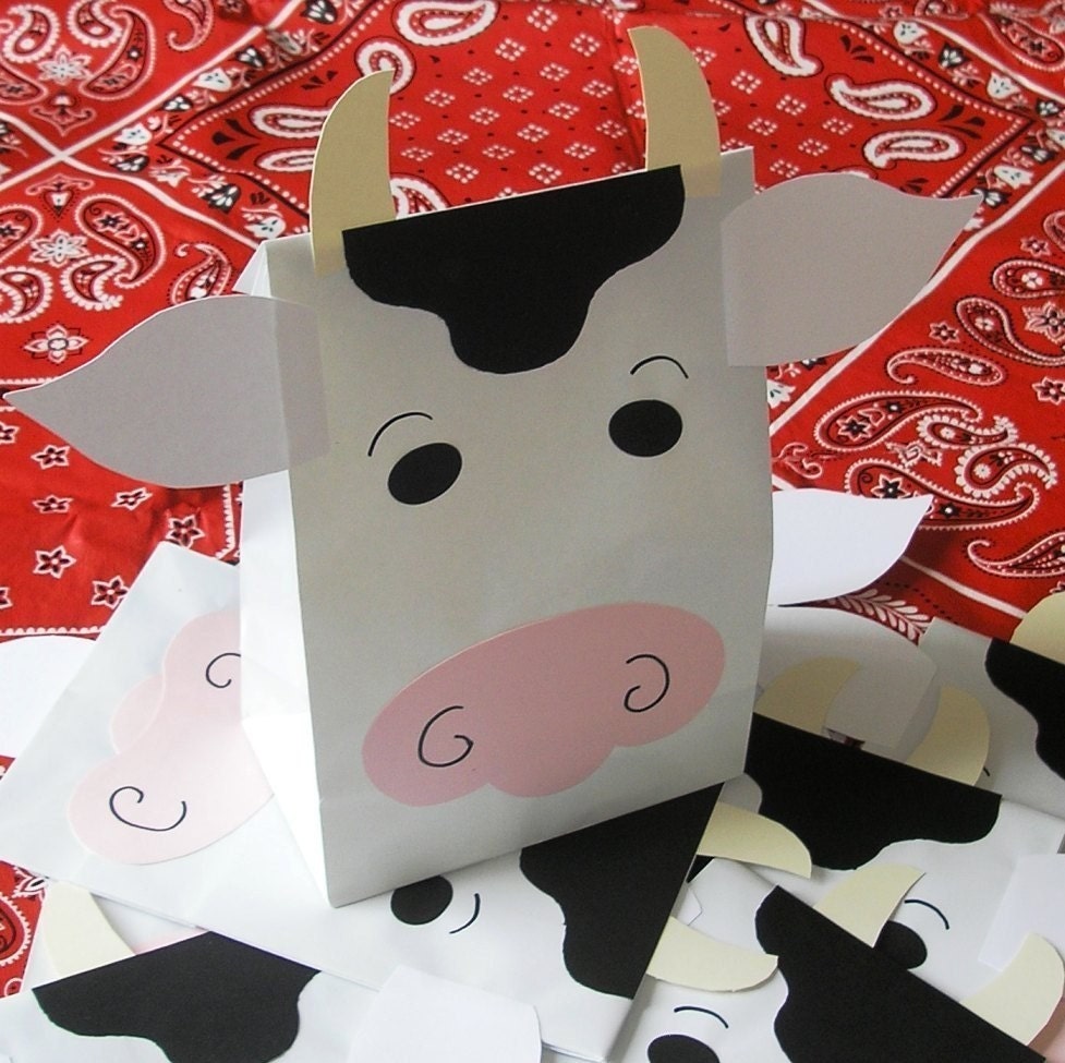 Barnyard Farm Theme Treat Sacks Rooster Cow Pig Birthday Party Goody Bags by jettabees on Etsy