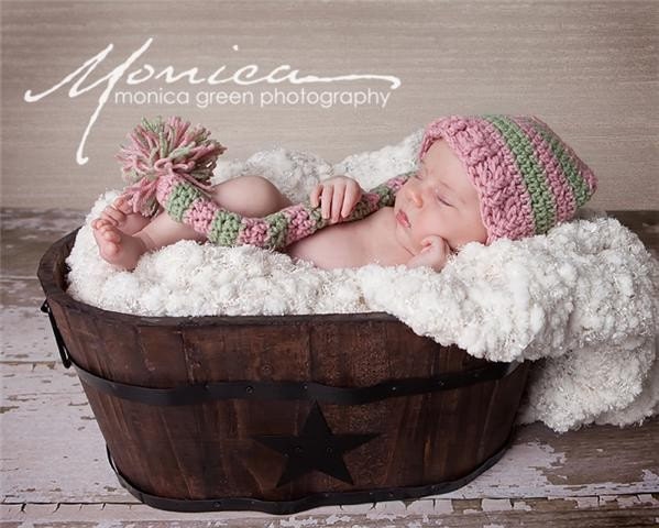 Stocking cap for baby girl- great for photography prop size newborn to three months