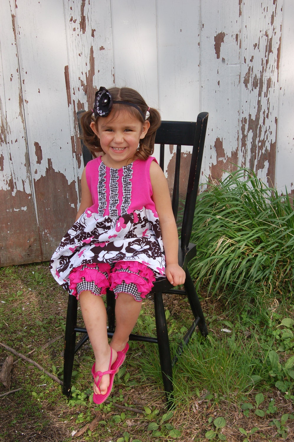 Houndstooth tunic and ruffle leggings set, size 3T