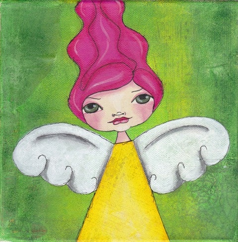 Cotton Candy Angel- ORIGINAL painting by Natasha May