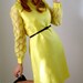 1960s Dress. Yellow. Lace Fashion. Mod Mad Men. Cocktail Dress. Formal Dress. Delicate Dainty. Hipster Valentine. Lace Dress