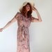 Summer Sale - Vintage 1970s Butterfly Dress. Brown Beige. Boho. Summer. Fall. Office. Weddings. Back To School. Size Large