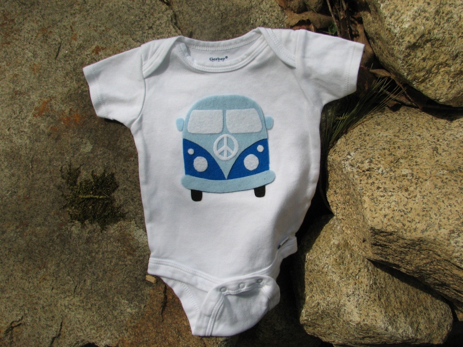 Baby Boy Onesie - Blue Love Bus - Children's Shirt
