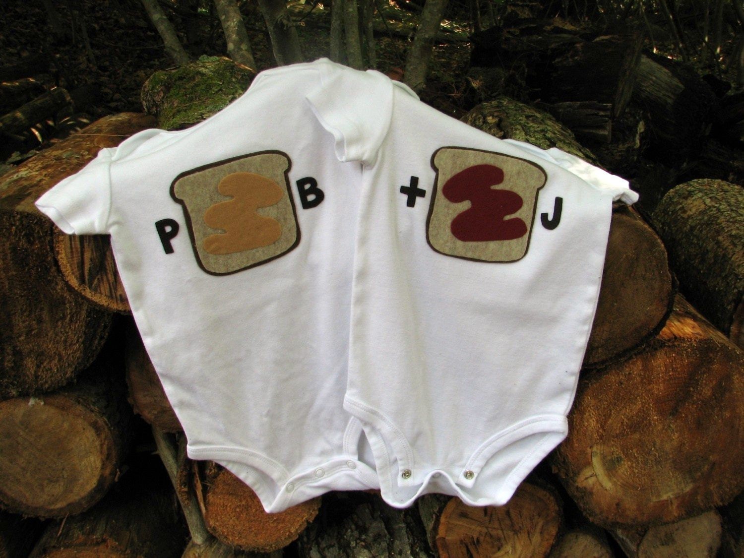 Twin Clothing Baby Onesies Peanut Butter and Jelly