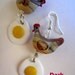 Chicken and Egg Earrings - Kitschy Campy Fun- One Pair Only - Sterling Hooks