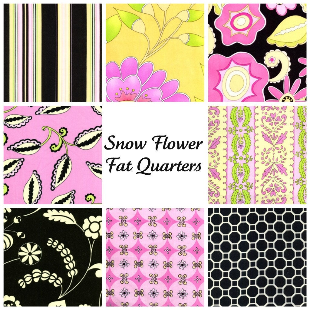 8 Fat Quarters of Snow Flower Quilt Fabric by Dena Design for Free Spirit Fabrics