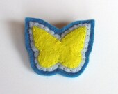 Butterfly Brooch Felt Pin - Papillon - Sunny Lemon Yellow