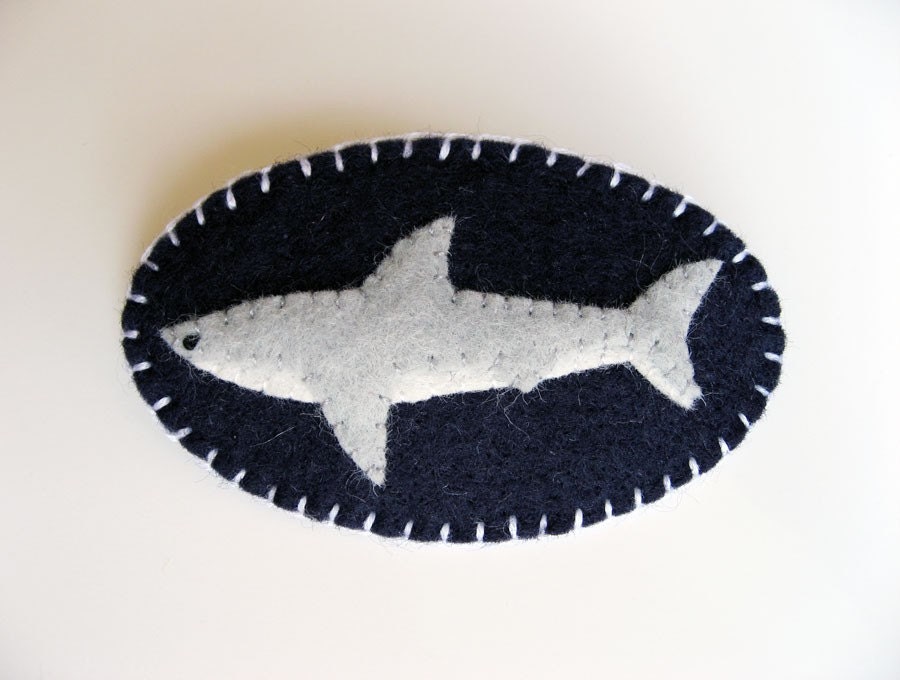 Shark Brooch Felt Pin - Tiny Great White - Nautical Accessories