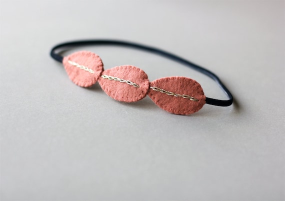 Grecian headband - Modern peach pink leaf hair accessory