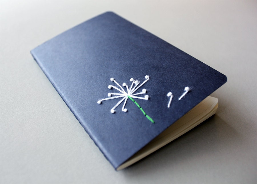 Pocket journal cahier notebook (Moleskine) - Embroidered Dandelion