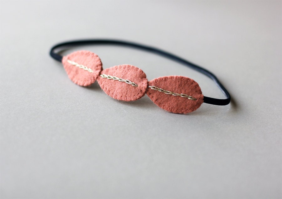 Grecian headband - Modern peach pink leaf hair accessory