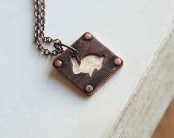 Steampunk Bunny Necklace Copper And Brass Handcrafted And Oxidized Spring Jewelry Made To Order