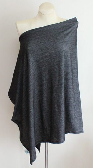 Black Denim Jersey Breastfeeding Nursing Cover Poncho Wrap Shawl