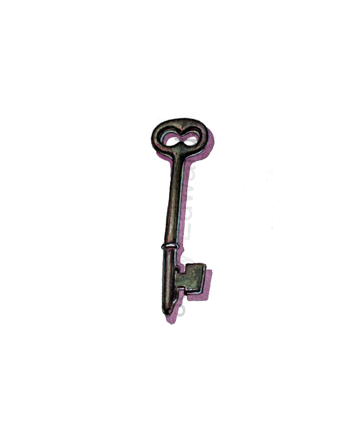 Antique Skeleton Key  - Original Watercolor - Nightly Study 398
