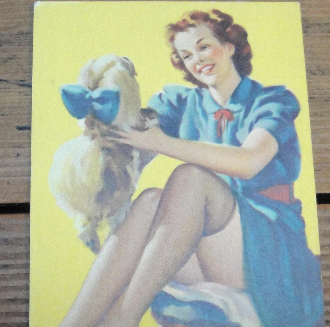 MUTOSCOPE CARD, Pin-Up, 1940s, Gil Elvgren, " A Peek-A'-Knees"