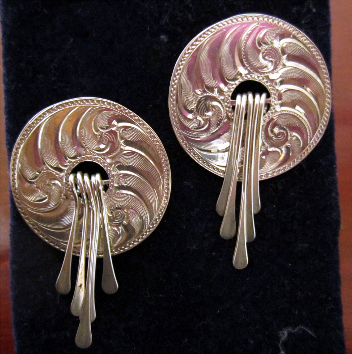 Vintage R. A. Guthrie Sterling Silver Western Tooled Earrings.