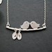Kissing love birds necklace, personalized necklace, initial necklace family tree, friendship, best friends, family necklace, bird jewelry