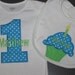 Personalized First Birthday Number One Shirt and Cupcake Bib SET