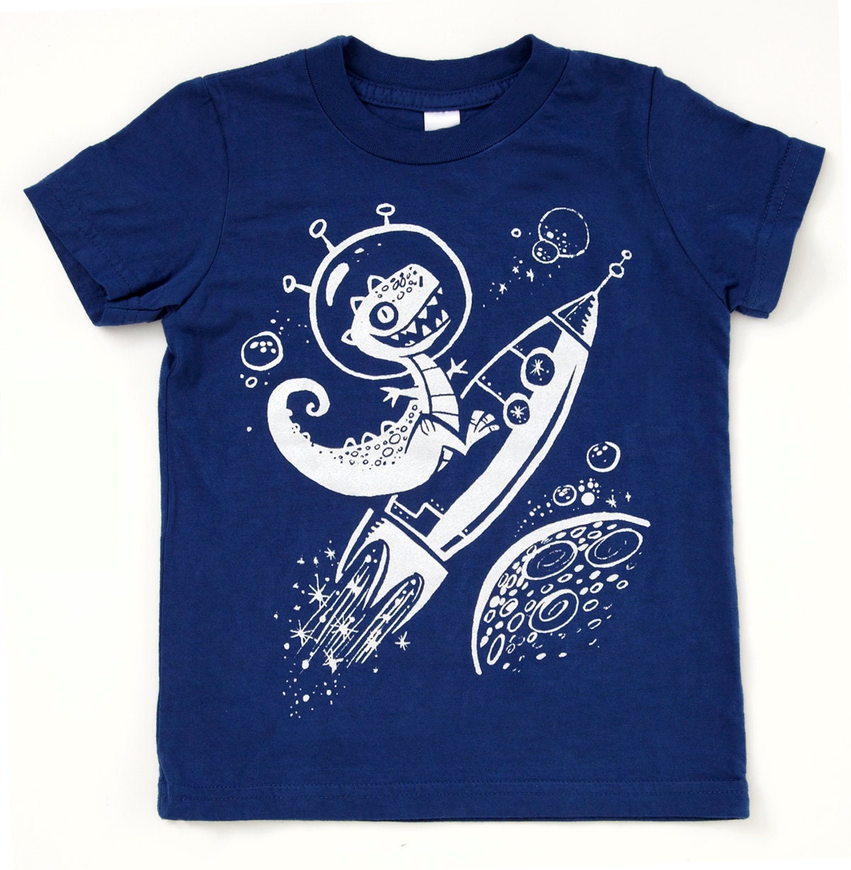 T-Rex on a Rocket Shirt - Kids Dinosaur TShirt, sized 10-12 Youth