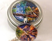 Ocean Reflections Fine Art Round Glass Pendant Necklace