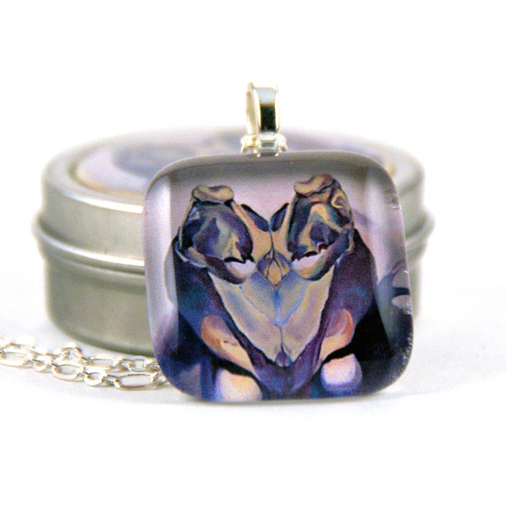 Sea Turtle Skull Glass Pendant Necklace
