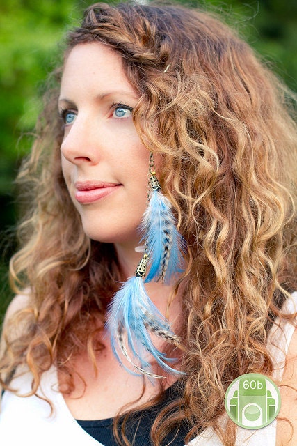 sky blue stryper - feather hair extensions