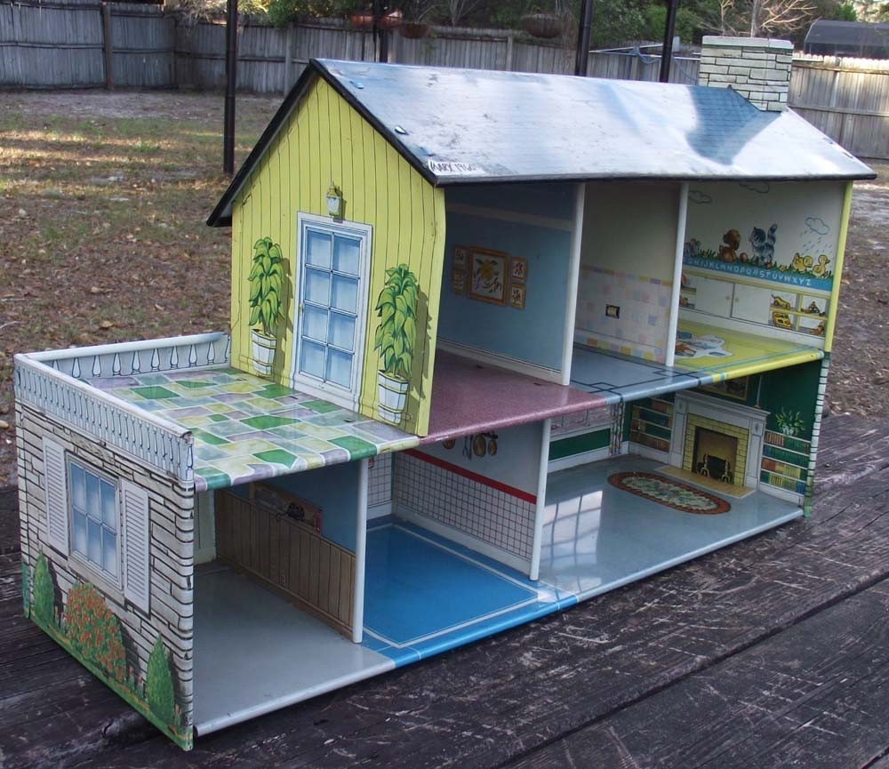 Reserved for Shelly ONLY  Marx Colonial Dollhouse  with Utility Room Circa early 1950s