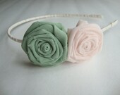 Sage Ivory Rose Headband AS IS Hair Comb Clip Pin Bride Bridal Silk Wedding Rehearsal Dinner Flower Invitation Cream Blush Green Mint Pink