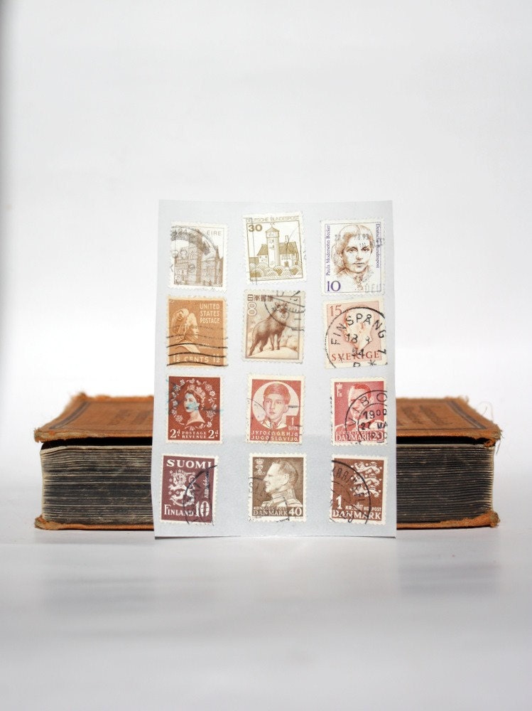 Postage Stamp Stickers - Upcycled Vintage