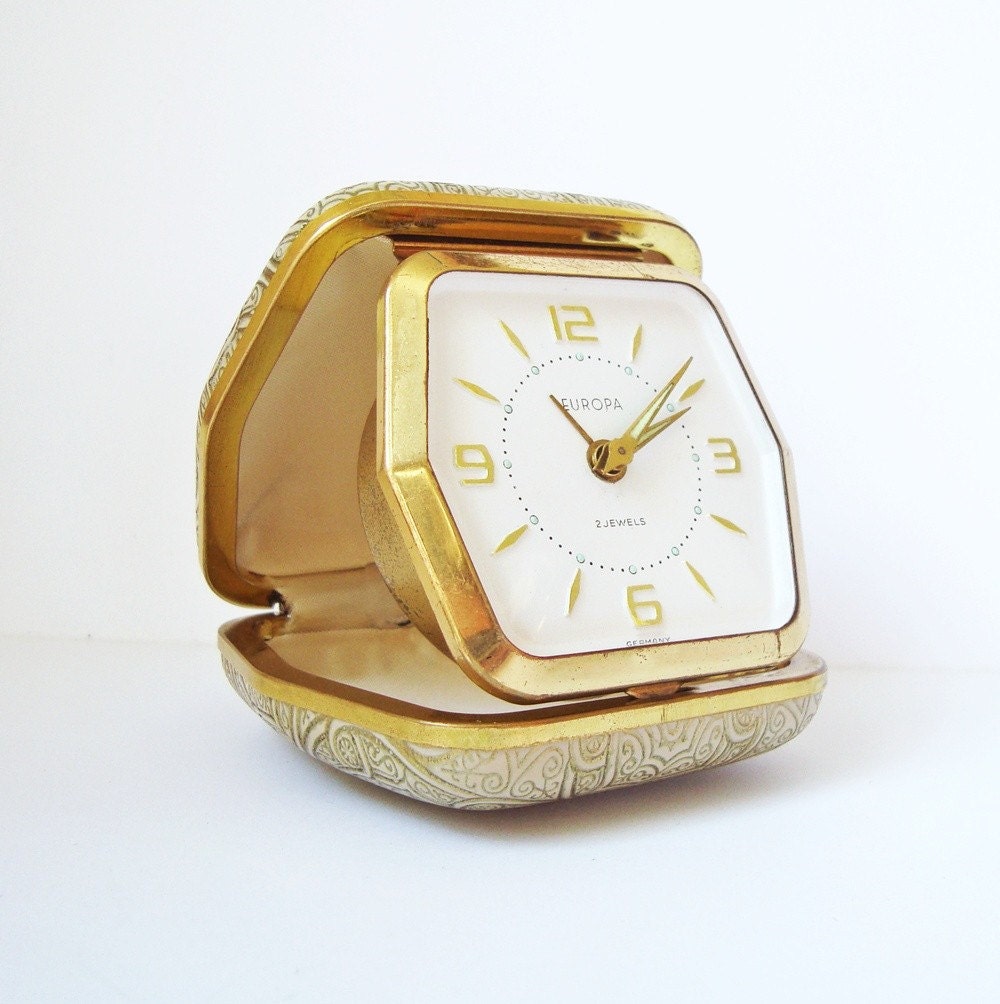 Vintage travel alarm clock EUROPA from by ClockworkUniverse