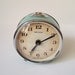 Vintage mechanical alarm clock Sevani from Armenia Soviet Union USSR turquoise color