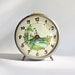 Hand painted on a Clock Vintage Russian mechanical alarm clock Jantar from Soviet Union