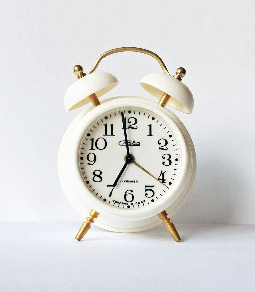 Vintage Russian mechanical alarm clock Slava from Soviet Union era NEVER USED