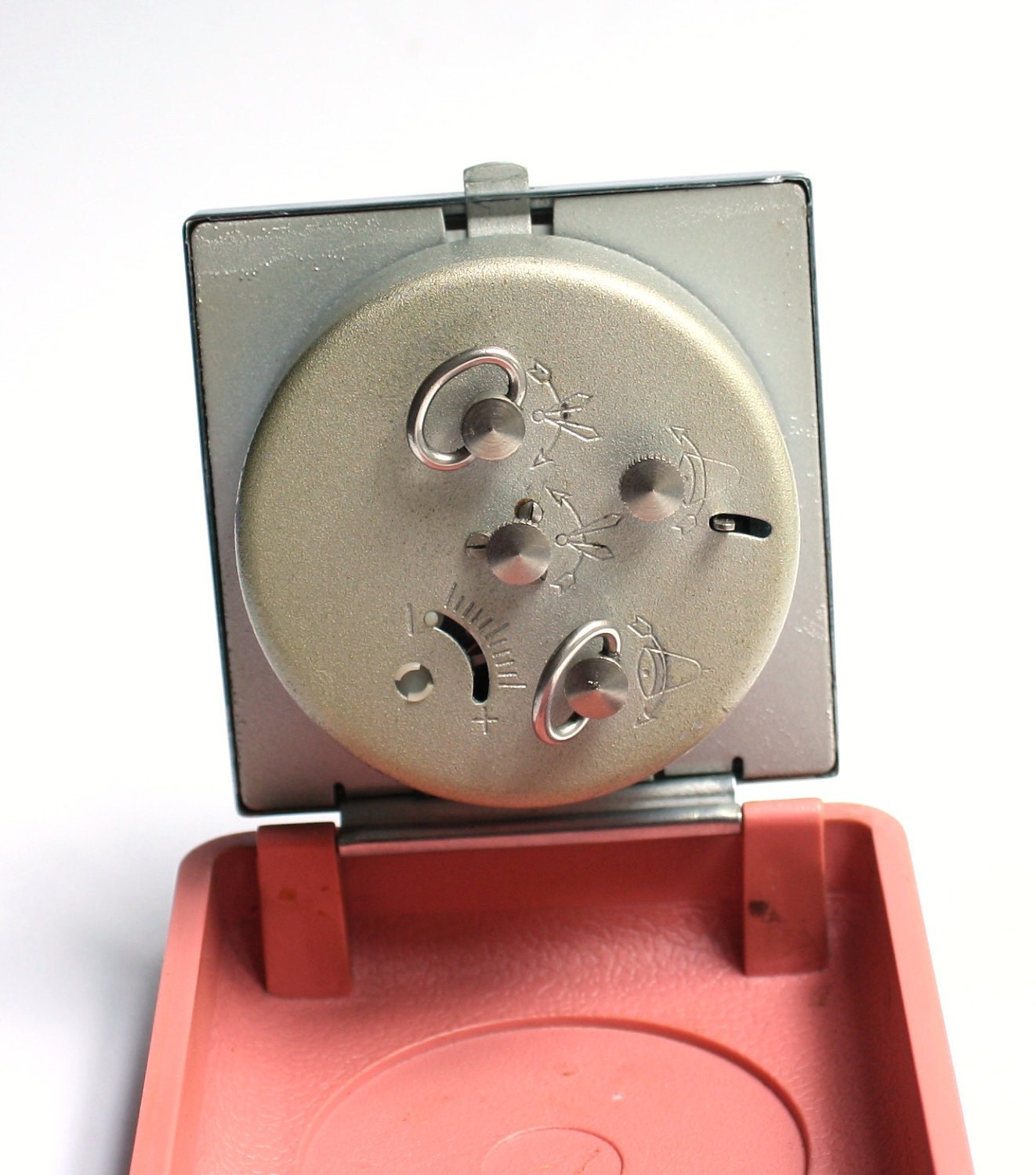 Vintage travel alarm clock Slava from Russia Soviet union era rose pink clock alarm