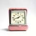 Vintage travel alarm clock Slava from Russia Soviet union era rose pink clock alarm
