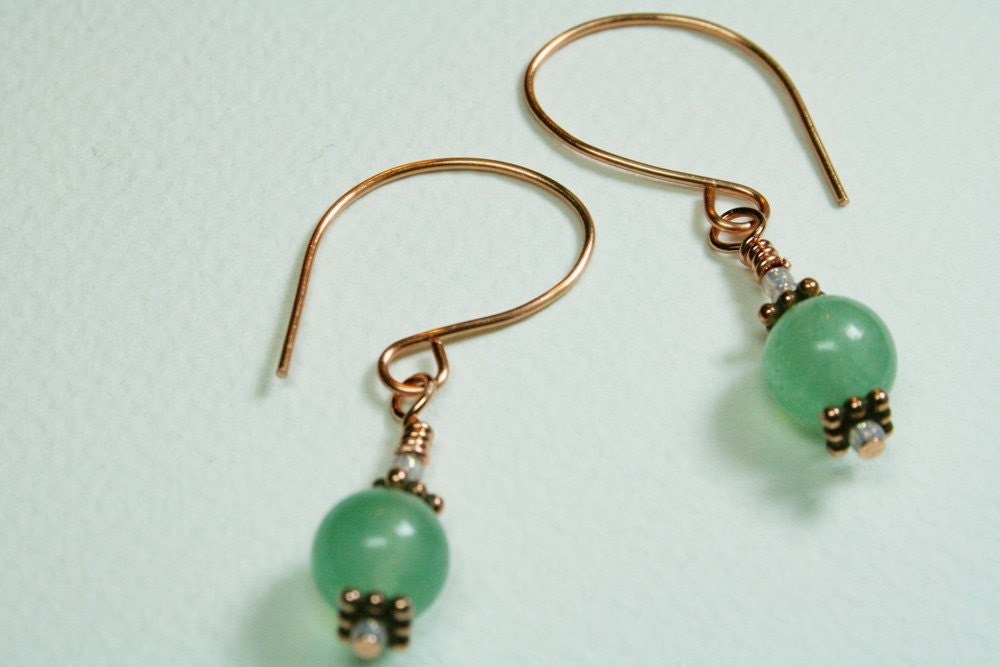 SALE Green Aventurine and Copper Earrings - SRAJD