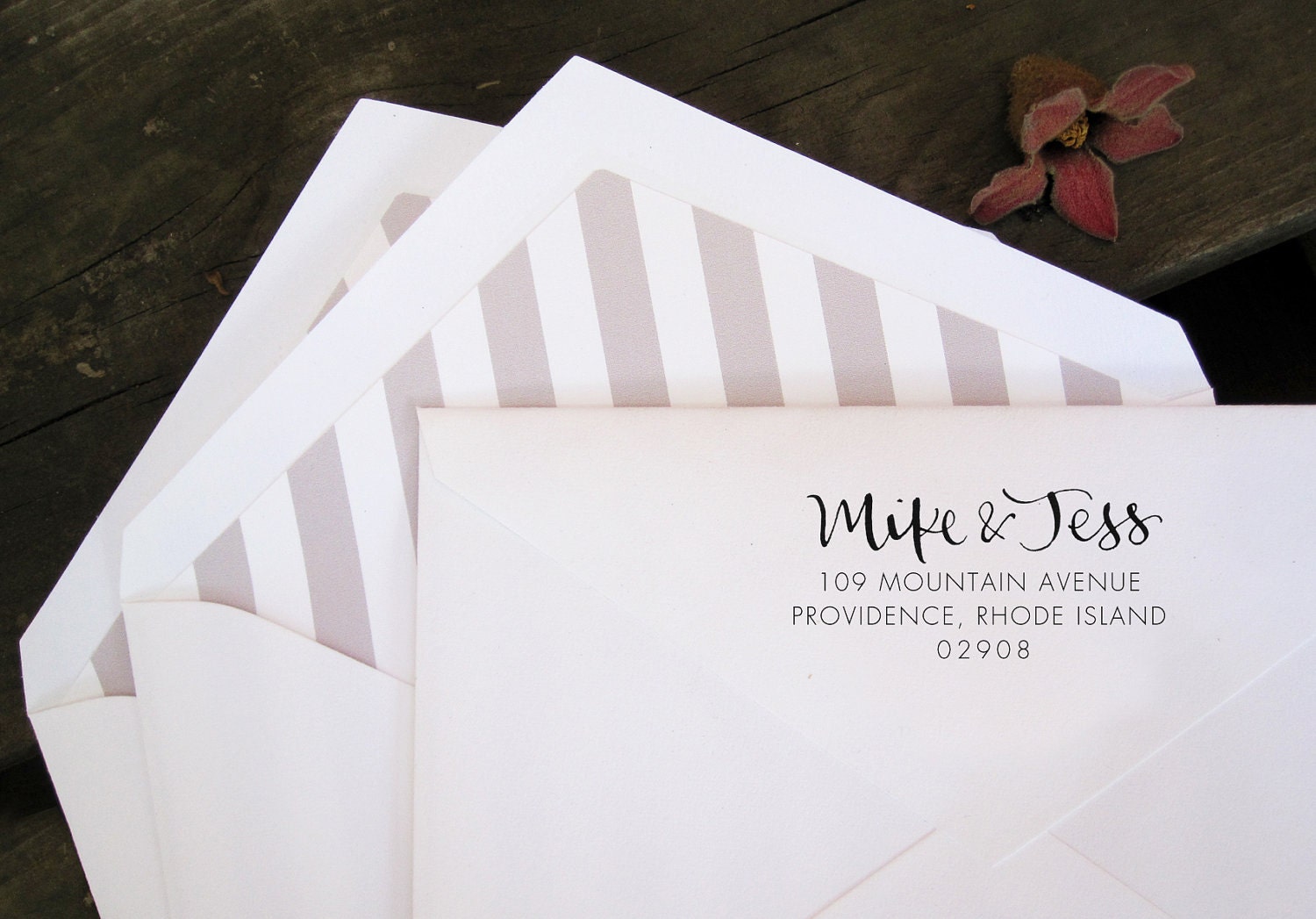 Calligraphy Address Stamp Wood-Mounted