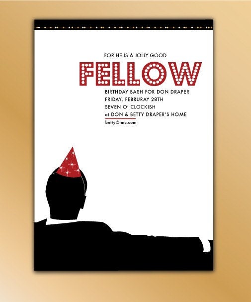 Mad Men Party Invitations-Birthday Bash