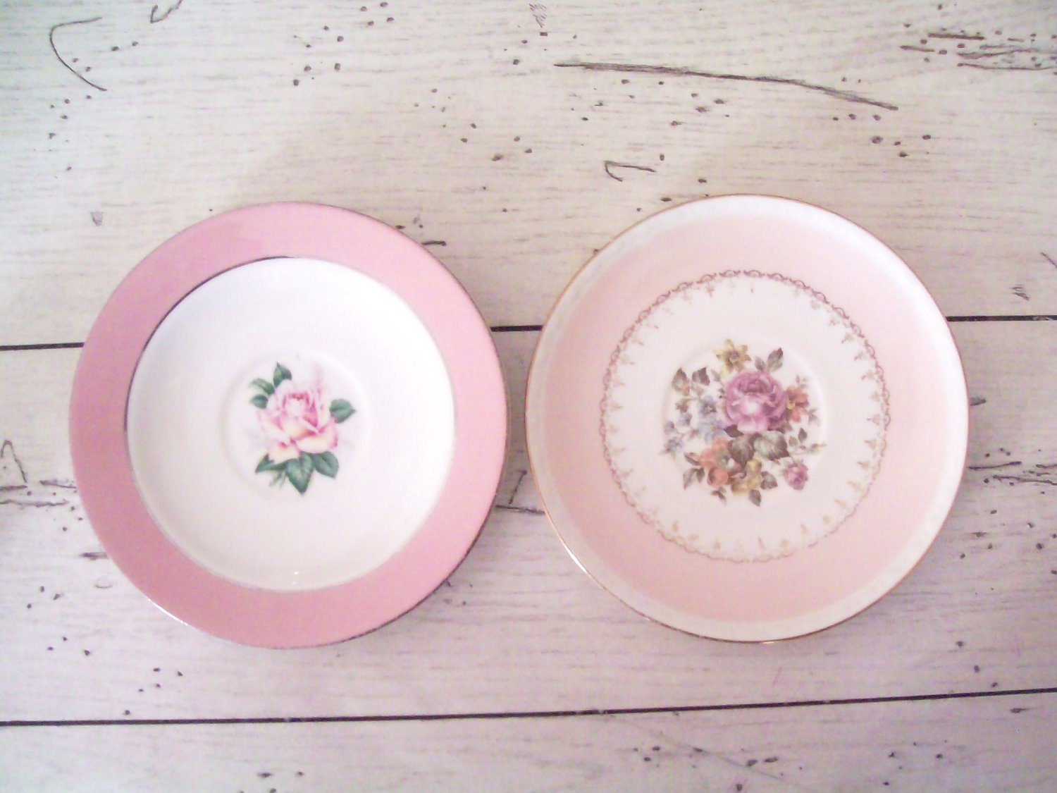 Vintage Pink Saucers Homer Laughlin China Pink Floral Saucers Homer Laughlin