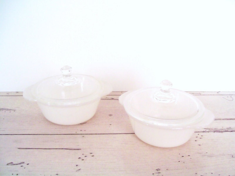 Mini Casserole Dishes Shabby Chic Fire King Mini Casserole Dishes With Covers Milk Glass Cottage Kitchen