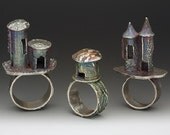 silver castle ring, eco friendly ring, cocktail, harry potter house ring, made in america
