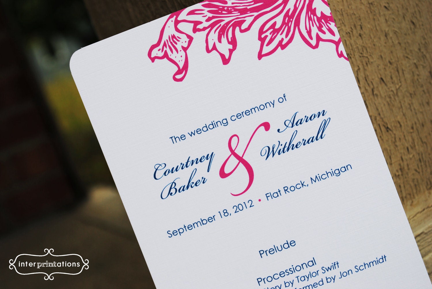 Wedding Ceremony Program Card (Flourish) - Sample